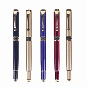 Metal business rollerball pen set in multi-colors with gold trim for office and gifts.