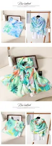 Women digital print floral scarf summer beach sun protection shawl travel fashion wrap