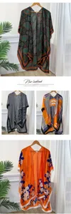 Women summer fashion print sun protection shawl scarf versatile stylish outerwear detail.