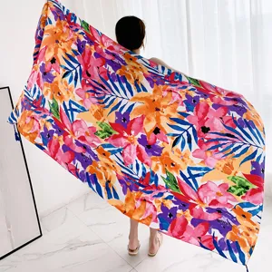Colorful floral print women shawl scarf, lightweight cotton linen fabric, ideal for summer sun protection.
