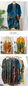 Women summer floral print silk satin shawl cardigan sunscreen wrap elegant outfit tops.