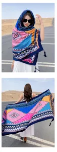 Boheme ethnischer Stil geometrischer Druck Damen Schal Strand Tuch Reise Fotografie.
