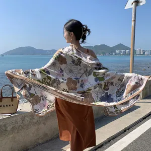 Donna foulard stampa floreale spiaggia versatile estate vacanza protezione solare scialle