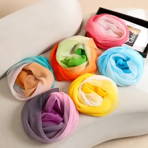 Femme foulard plissé dégradé mousseline coloré léger mode été châle foulard elegant
