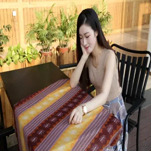 Ethnic style cotton linen scarf shawl with beautiful printed pattern for women daily wear.