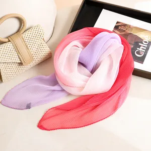 Foulard plissé dégradé pour femme, châle léger d'été, écharpe élégante colorée pour cou.