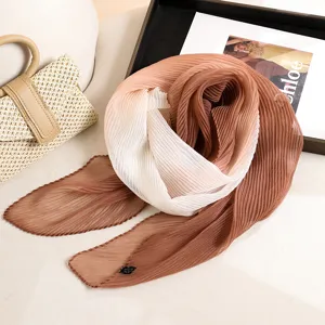 Écharpe plissée dégradé femme été mode léger polyvalent élégant foulard doux