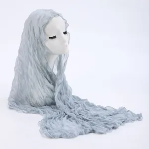 Lightweight grey crinkle hijab scarf summer breathable sun protection long shawl for women