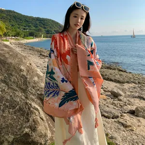 Sciarpa mare stampa floreale vacanza protezione solare foulard donna stola estiva leggera