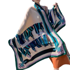 Donna moda foulard di seta versatile scialle protezione solare vacanza spiaggia elegante