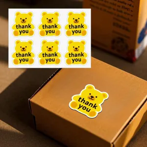 Jolis Autocollants De Remerciement Animaux Ours Chat Chien Étiquettes Adhésives Pour Emballage Cadeau