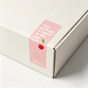 Adesivo di sigillatura per imballaggio rosa ins creativo con ciliegia e testo carino.
