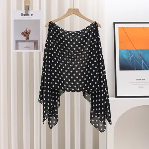 Summer polka dot print pullover sun protection shawl lightweight stylish outer wear detail.