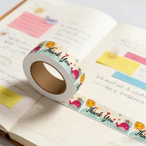 Thank you stickers roll rectangle decorative sealing label for gifts and baking packaging