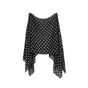 Black and white polka dot summer sunscreen shawl cape, elegant lightweight cover up top main
