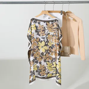 Zomer bloemenprint losse top met blote schouders zijde gevoel zonbescherming kleding