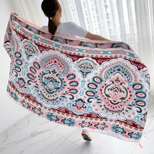 Bohemian paisley print scarf shawl for women vintage ethnic style lightweight summer beach wrap