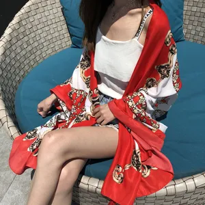 Oversized vintage baroque print beach shawl and scarf, versatile sun protection wrap.
