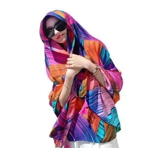 Boho style multi-color printed scarf versatile travel shawl for women four seasons chic wrap