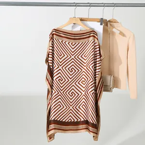 Vrouwen elegante boothals geometrische print losse top zomer lichtgewicht pullover blouse
