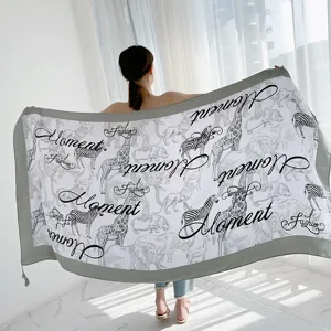 Women fashion vintage animal print scarf large shawl lightweight office air conditioning blanket