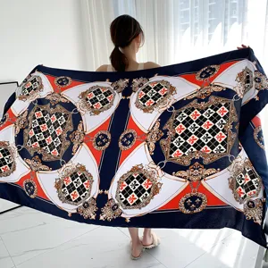Vintage baroque print large scarf shawl for women luxury style elegant wrap accessory