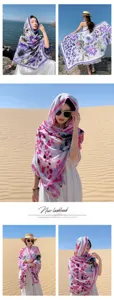 Women beach floral shawl bohemian summer scarf travel lightweight wrap sunscreen cape apparel