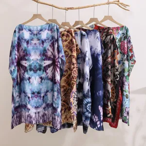 Women's summer floral print casual loose kimono cardigan beach cover up shawl top.