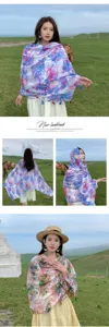Bohemian sunscreen shawl and beach scarf for women, perfect for travel and outdoor summer wear.