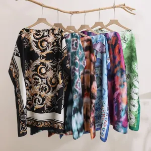 Women summer loose printed sunscreen clothing fashion baroque style shawl cape top trendy
