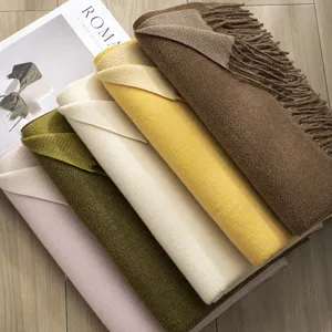 Autumn winter thick imitation cashmere scarf women solid color tassel shawl warm wrap