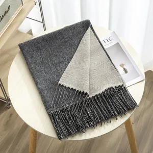 Autumn winter thick double-sided cashmere feel tassel scarf women warm shawl versatile wrap