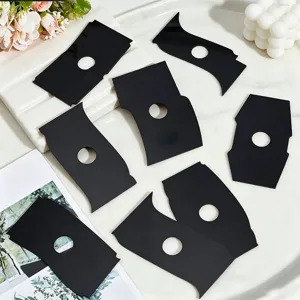 Black acrylic pottery shaping tools, irregular clay carving scrapers for DIY ceramic art.