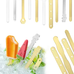 Acrylic Ice Cream Sticks DIY Popsicle Sticks Mirror Gold Silver Transparent Ice Lolly Handles Handmade Dessert Tools