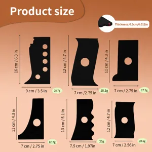 Acrylic pottery clay sculpting tools size chart, multi-shape smoothing shaping blades.