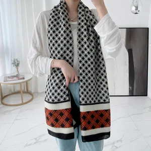 Femme écharpe coton lin automne hiver chaud mode carreau châle décontracté long foulard