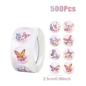 Roll Self Adhesive Sticker Butterfly Floral Pattern Fresh Style Decorative Sticker For Stationery Scrapbooking Gift Wrapping