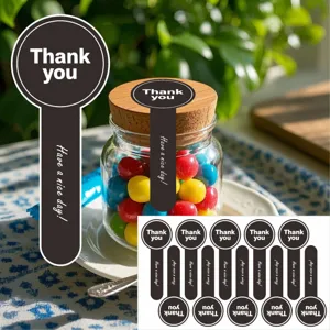 100pcs autocollants de scellement noir faits à la main boîte à gâteau étiquettes DIY