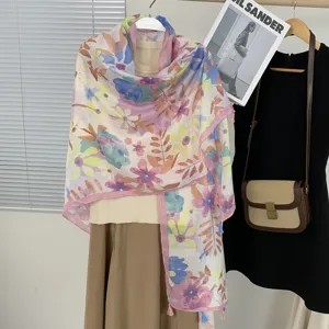 Femme foulard imprimer floral coloré léger plage protection solaire châle été mode