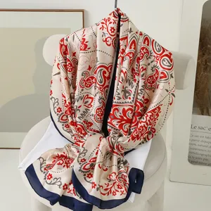 Κομψό μεταξωτό μαντήλι με σχέδιο paisley για γυναίκες, μακρύ σάλι και προστασία.