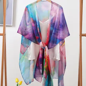 Etole foulard en mousseline dégradé femme, léger châle élégant pour été et printemps.