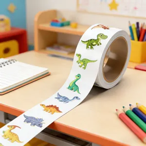 500 Pcs Cartoon Dinosaur Roll Stickers Waterproof Vinyl Decals for Kids Laptop Guitar
