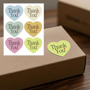 Heart Macaron Color Thank You Sealing Stickers Gift Greeting Card Envelope Decorative Bakery Paper Bag Labels