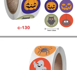 Halloween rol stickers schattige pompoen geest spil uil labels voor vakantie cadeau decor