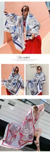 Bohemian vintage print women shawl wrap lightweight summer beach travel sun protection scarf