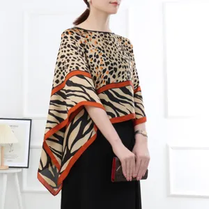 2024 New Silk Imitation Poncho Cape Sunscreen Blouse Women Summer Loose Oversized