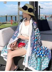 Vintage Ethnic Style Print Sunscreen Shawl Scarf Women Beach Travel Fashion Scarf