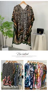 Detail view of the boho printed women beach cover-up kimono shawl, lightweight resort wear.