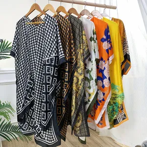 Women Fashion Satin Scarf Shawl Lightweight Sun Protection Scarf Elegant Printed Long Beach Stole Wrap