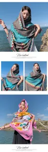 Femme style ethnique plage châle écharpe été protection solaire design bohème léger